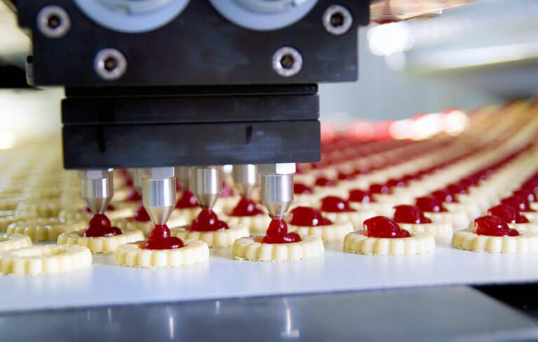 Cookies being made by machinery