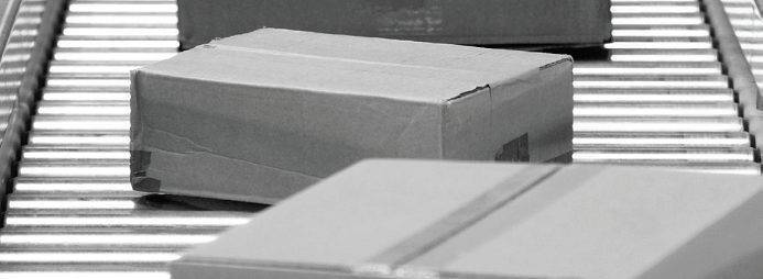 Boxes on a conveyor belt wholesale distribution amazon