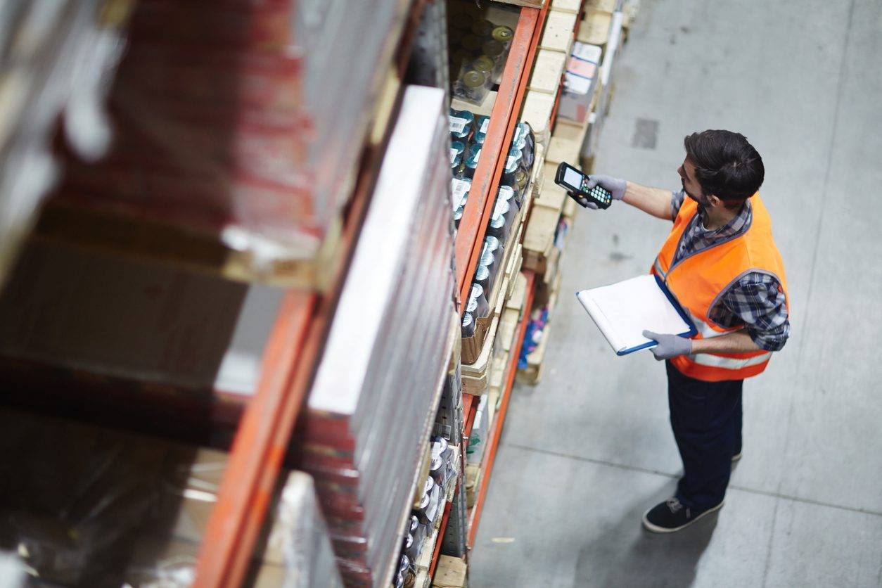 Warehouse worker scanning an item