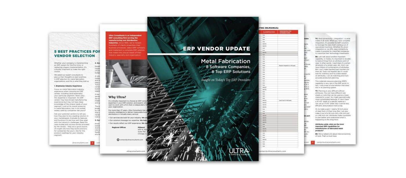 ERP Vendor Update: Metal Fabrication 1 ERP Vendor Update: Metal Fabrication